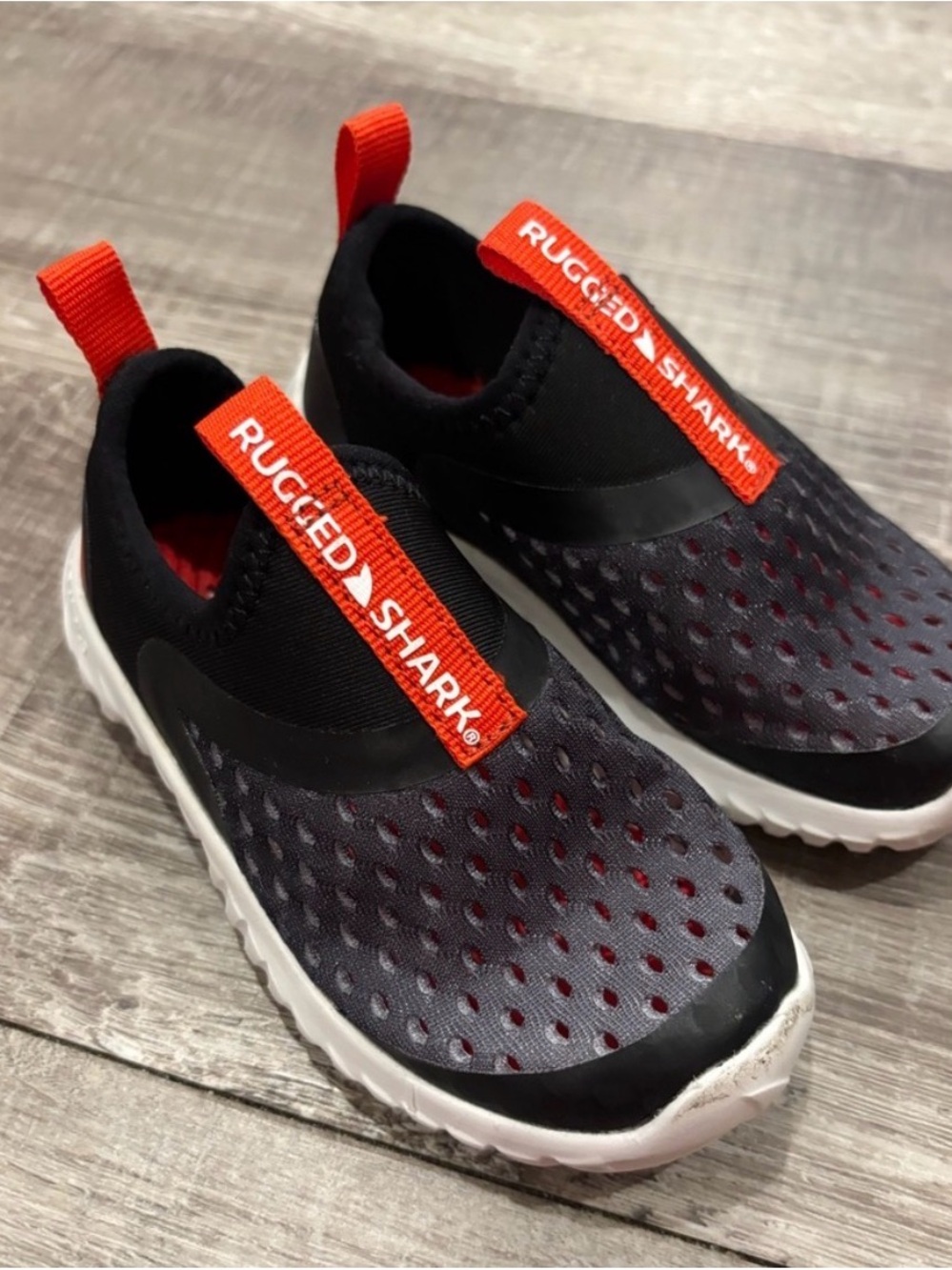 Rugged Shark Kids' Slip-On Water Shoes in Black & Red